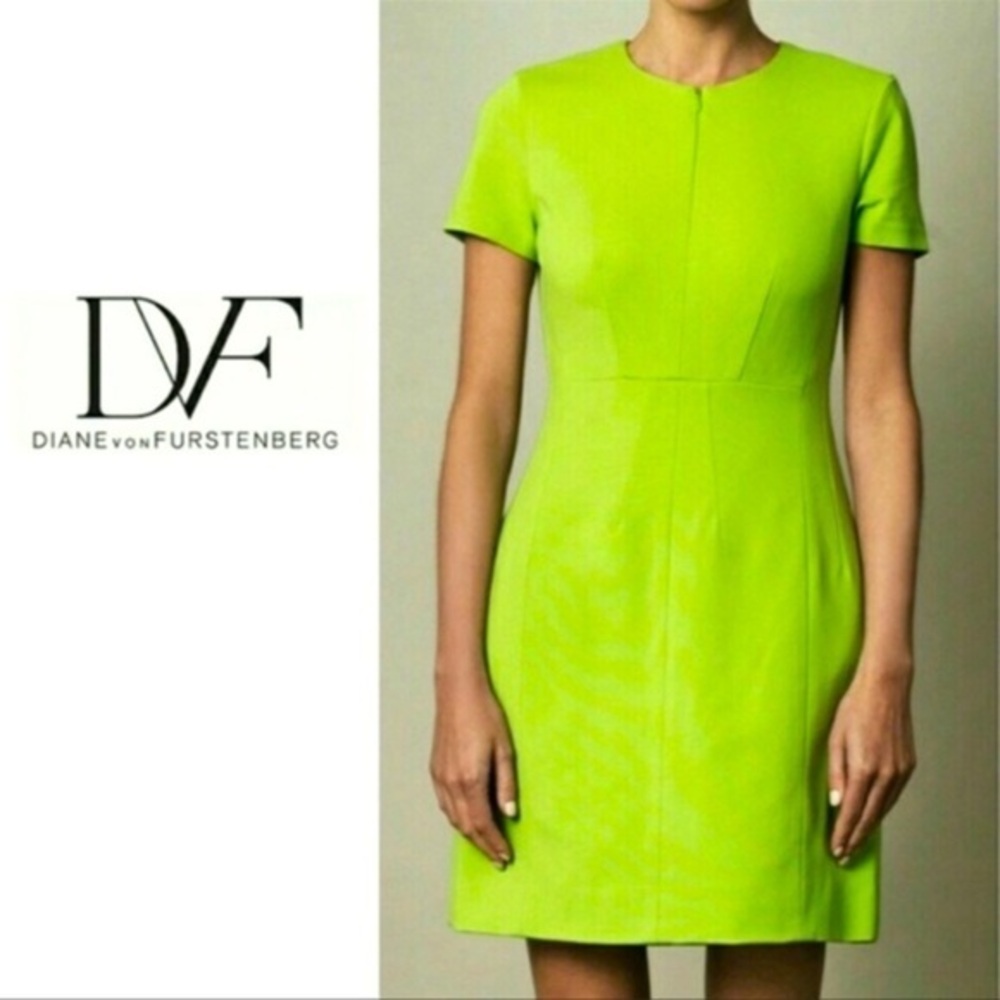 Diane Von Furstenberg Agatha Knit Suiting Green Dress Size‎ 10